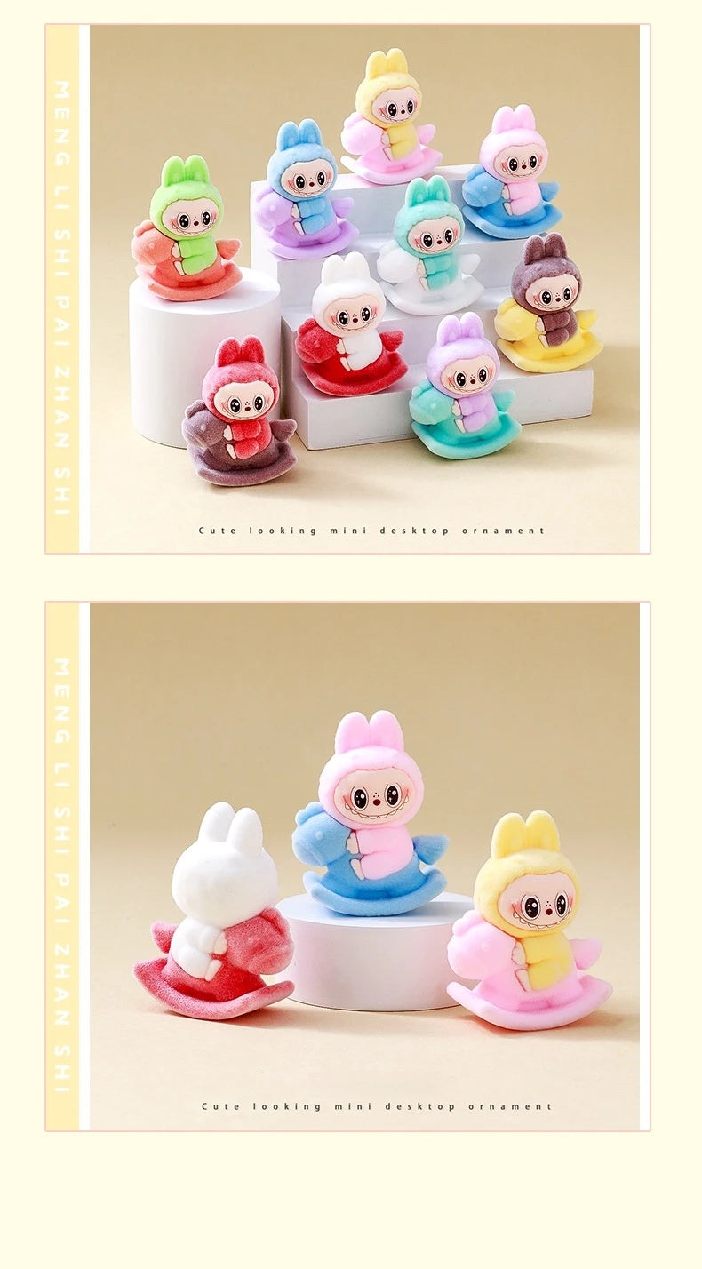 9pcs Crybaby Rabbit Figures – Flocked Anime Dolls & Desk Ornaments