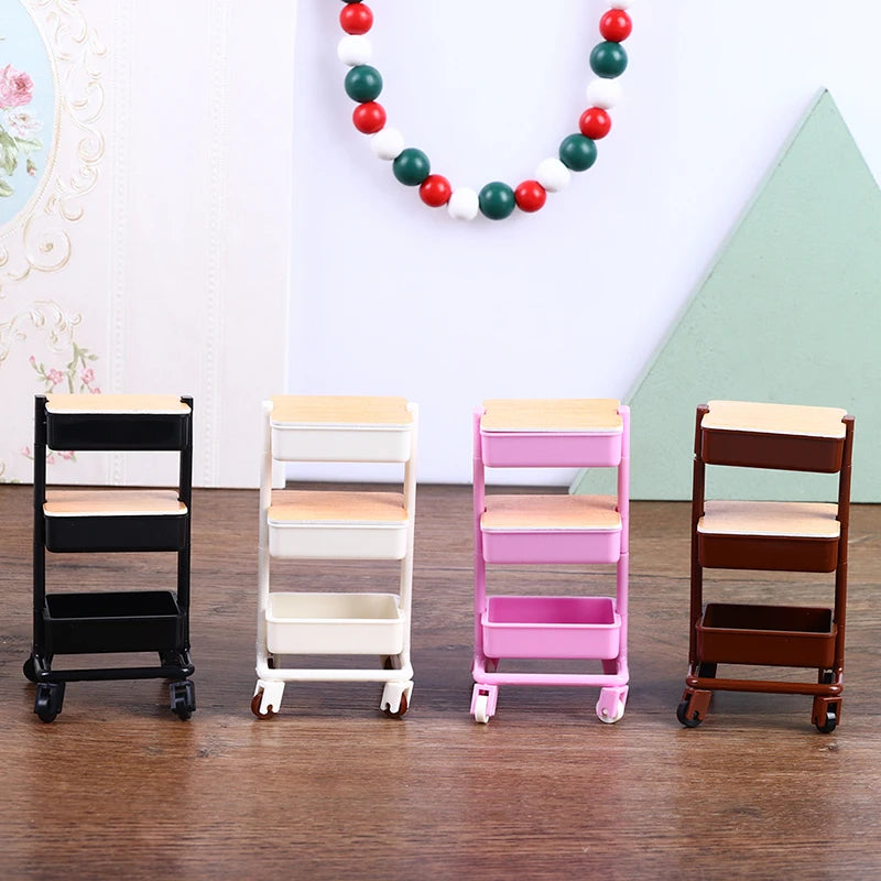 1:12 Mini Trolley Cart – Dollhouse Kitchen Storage Shelf