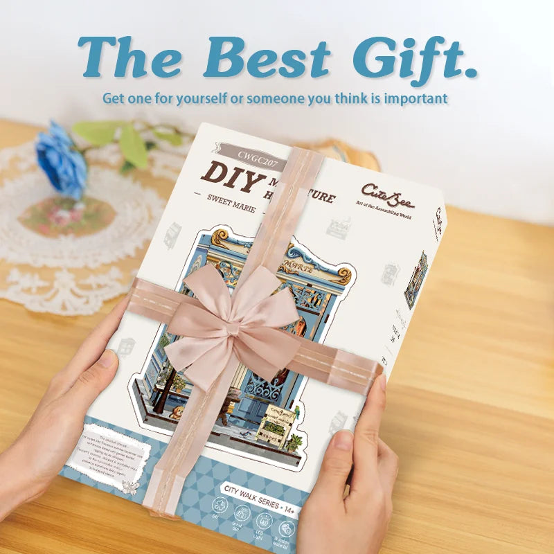 CUTEBEE DIY Book Nook – Sweet Marie Miniature Kit with LED