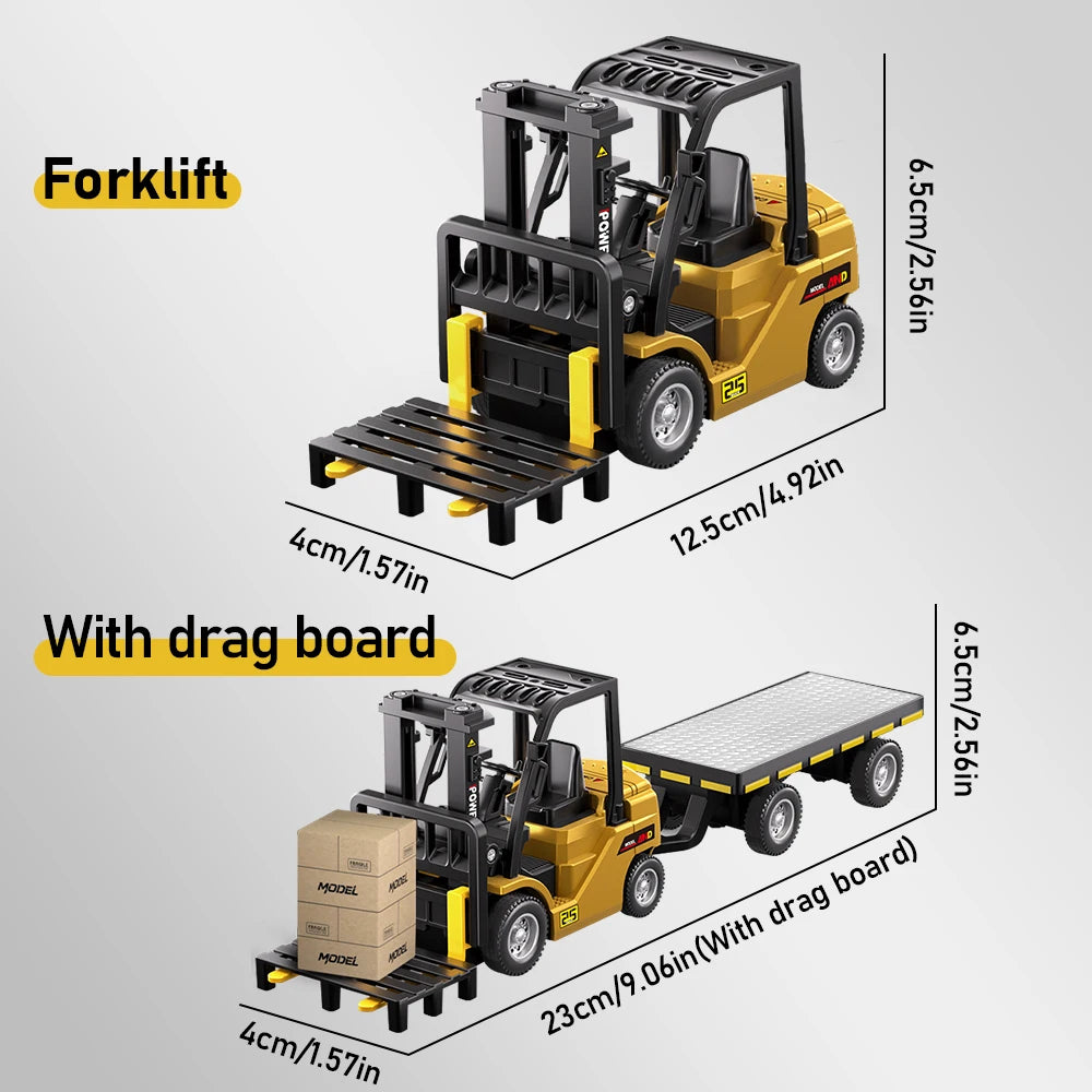 1:64 Bluetooth RC Crane & Forklift 2-in-1 Mini Alloy Toy Vehicle