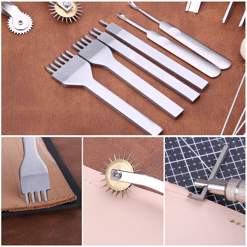 KRABALL Leather Craft Tool Kit – Stitching & Carving Set