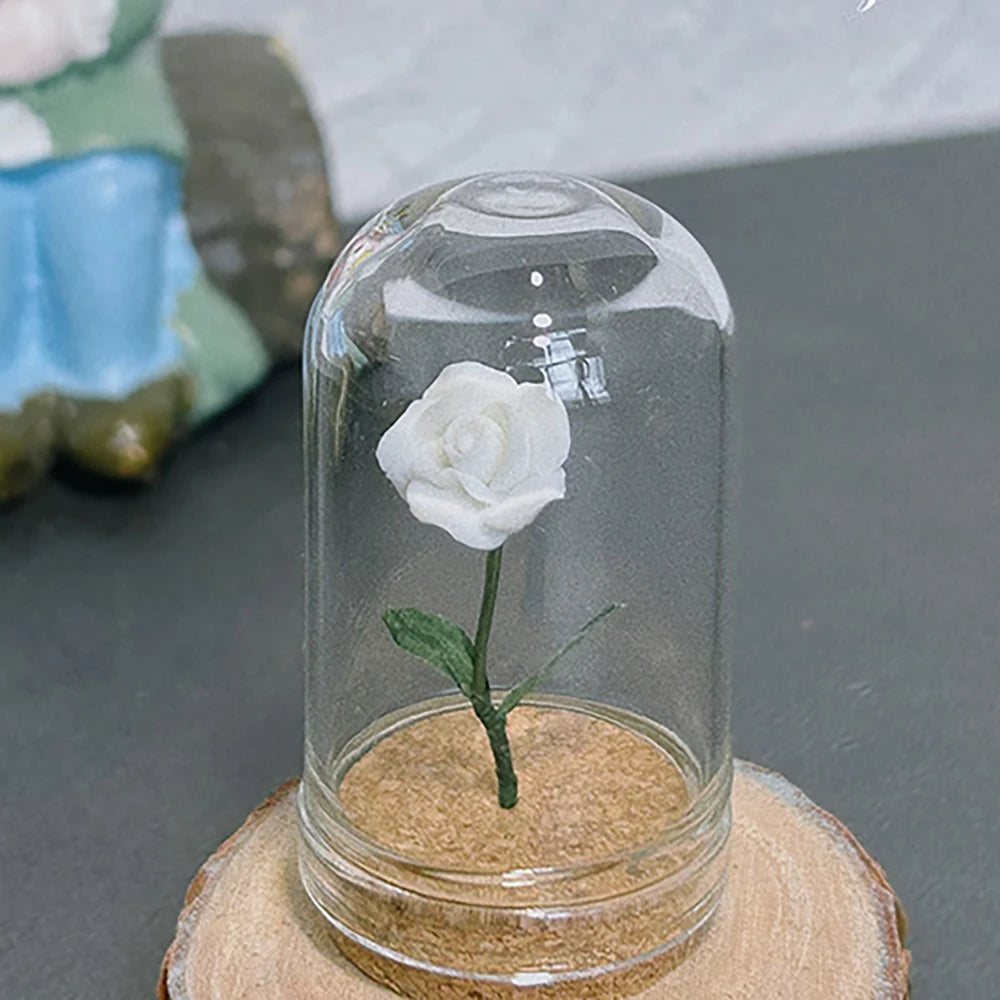 1/5pcs Mini Rose Under Glass Cloche – 1:12 Dollhouse Decoration