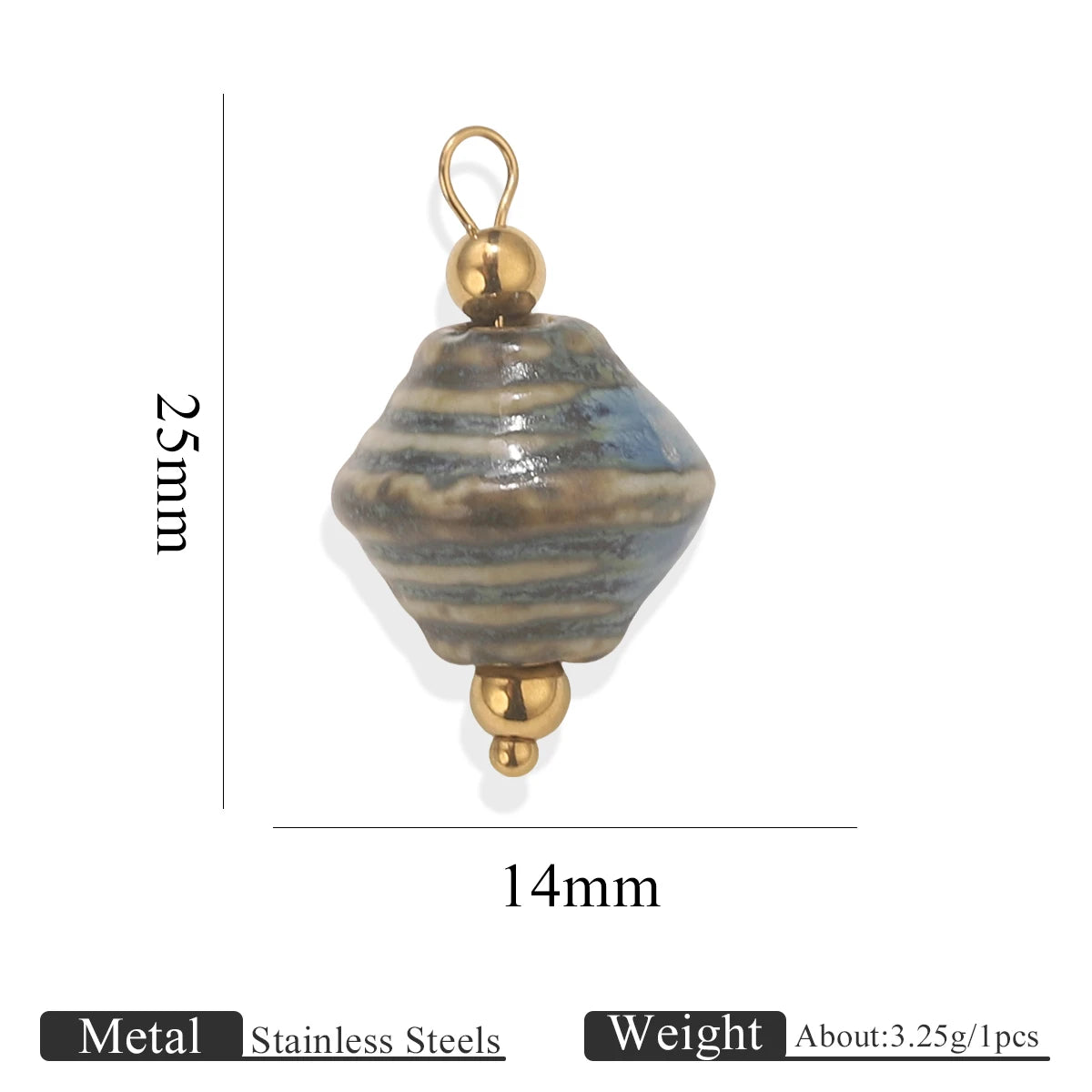 5pcs Asymmetric Ceramic & Steel Pendant Charms