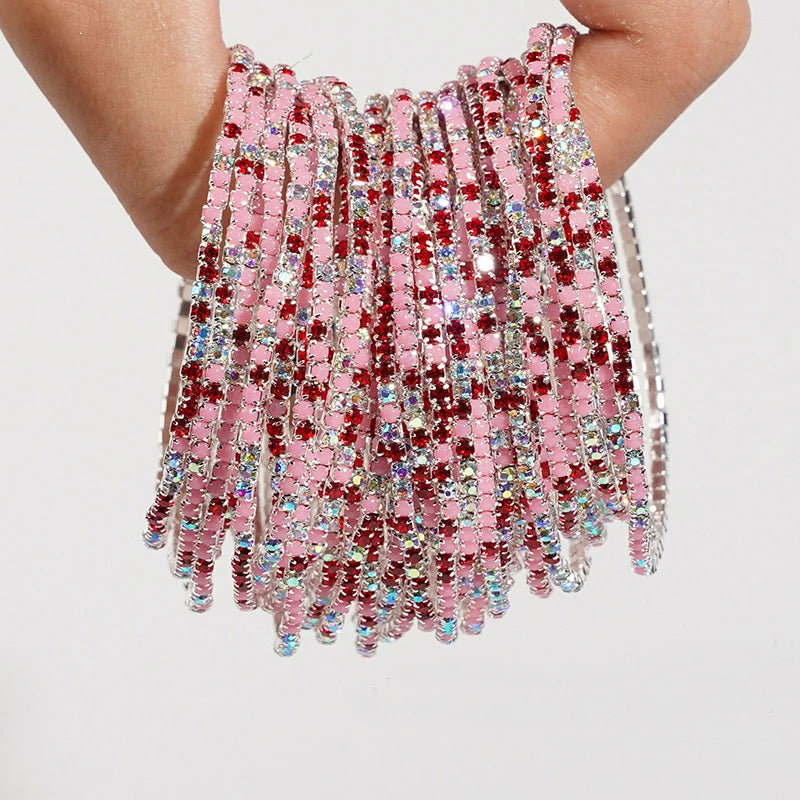 5pcs Colorful Crystal Rhinestone Elastic Bracelets