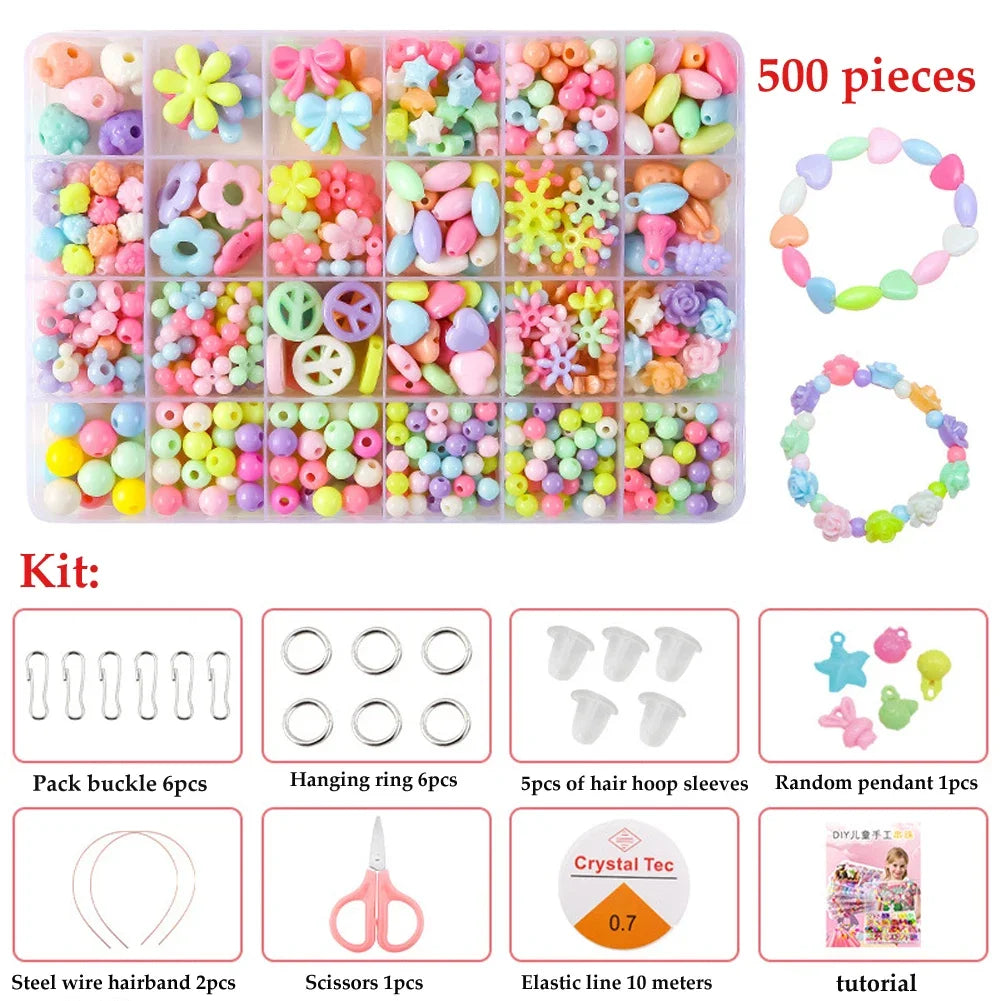 500pcs Kids Bead Kit – DIY Jewelry Making Set for Girls