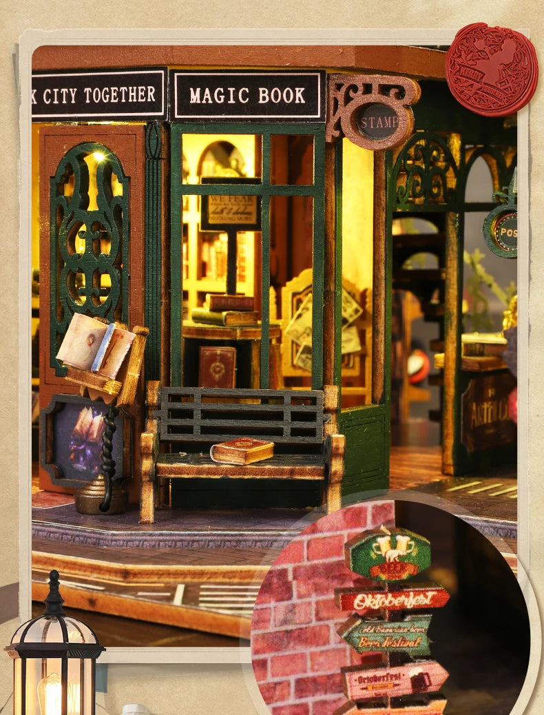 Twilight Bookstore DIY Wooden Dollhouse Kit