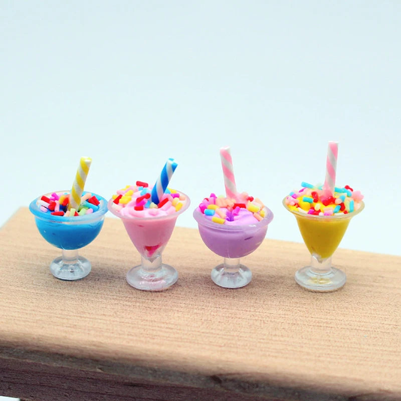4pcs Mini Ice Cream Cups – 1:12 Dollhouse Food Decor