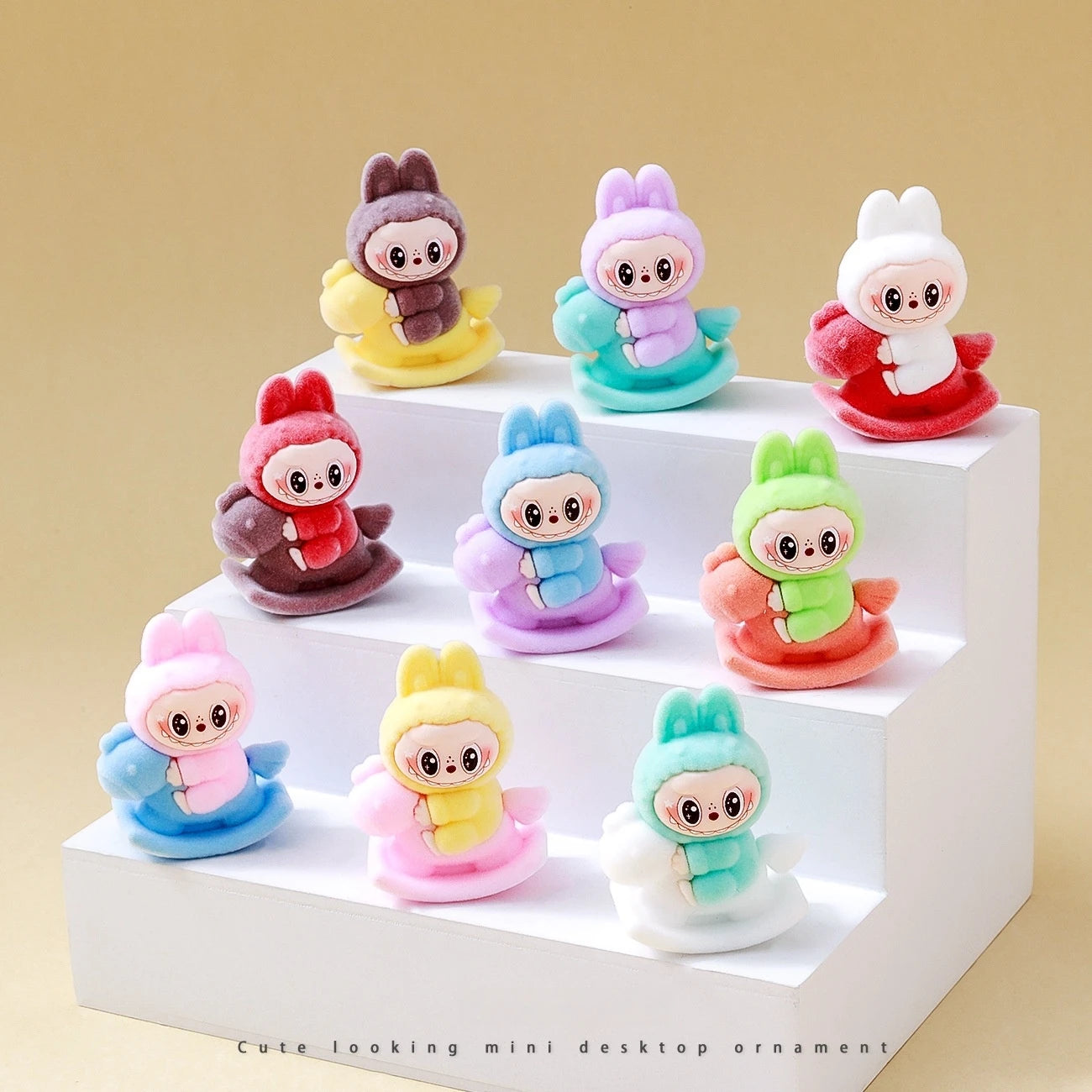 9pcs Crybaby Rabbit Figures – Flocked Anime Dolls & Desk Ornaments