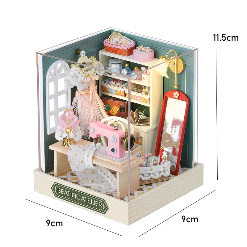 Wooden DIY Miniature Dollhouse Kit with Furniture