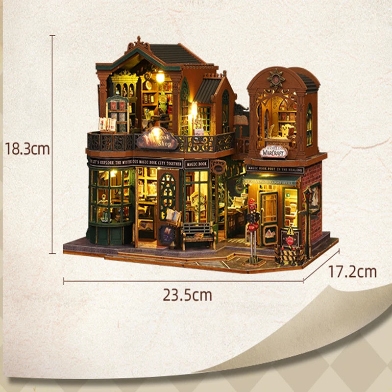 Twilight Bookstore DIY Wooden Dollhouse Kit