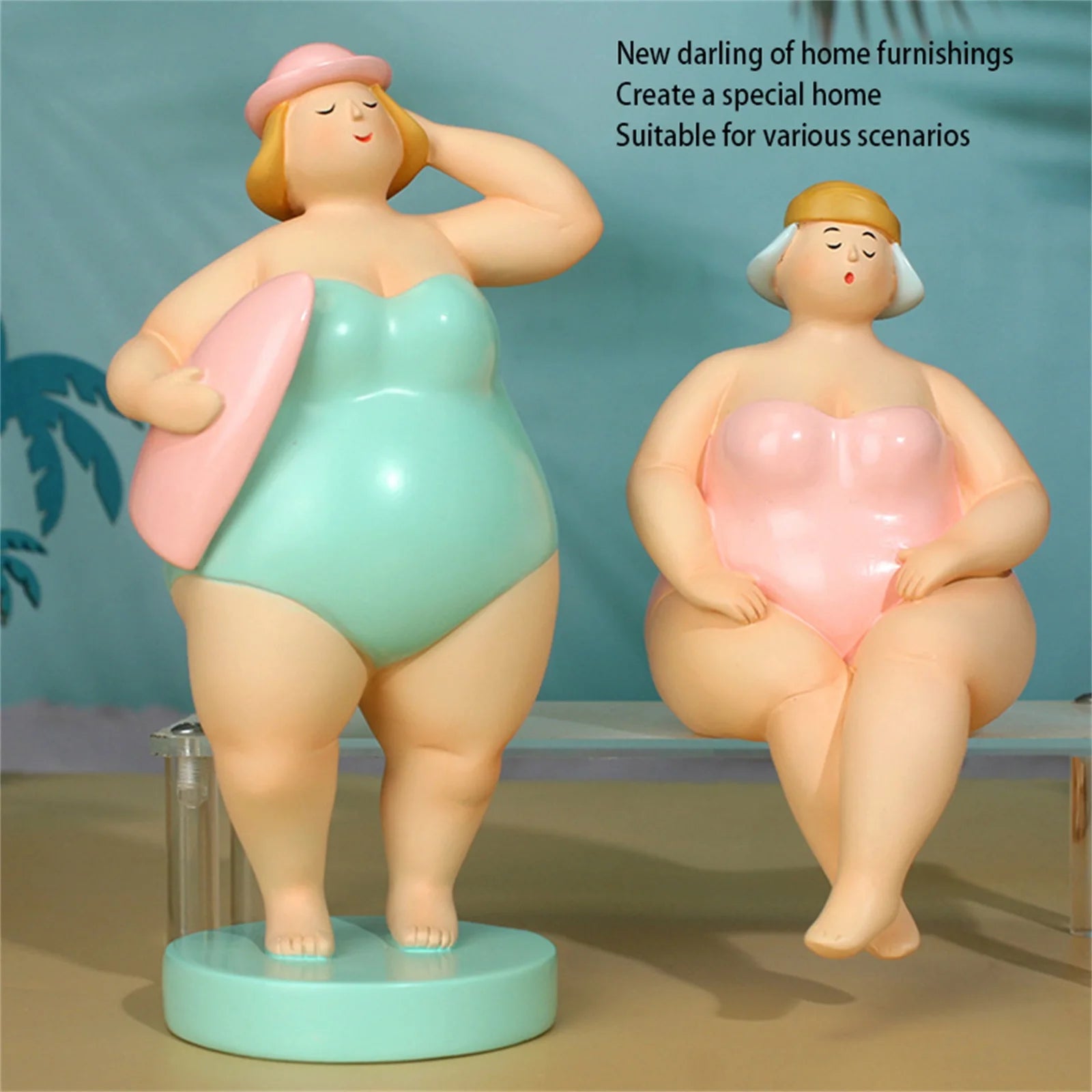 Abstract Chubby Lady Sculpture – Modern Woman Art Decor Statue