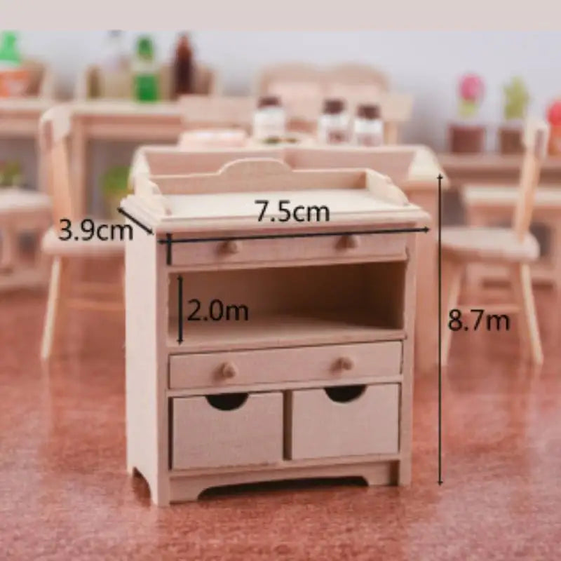 1:12 Mini White Cupboard – Dollhouse Display & Storage Cabinet