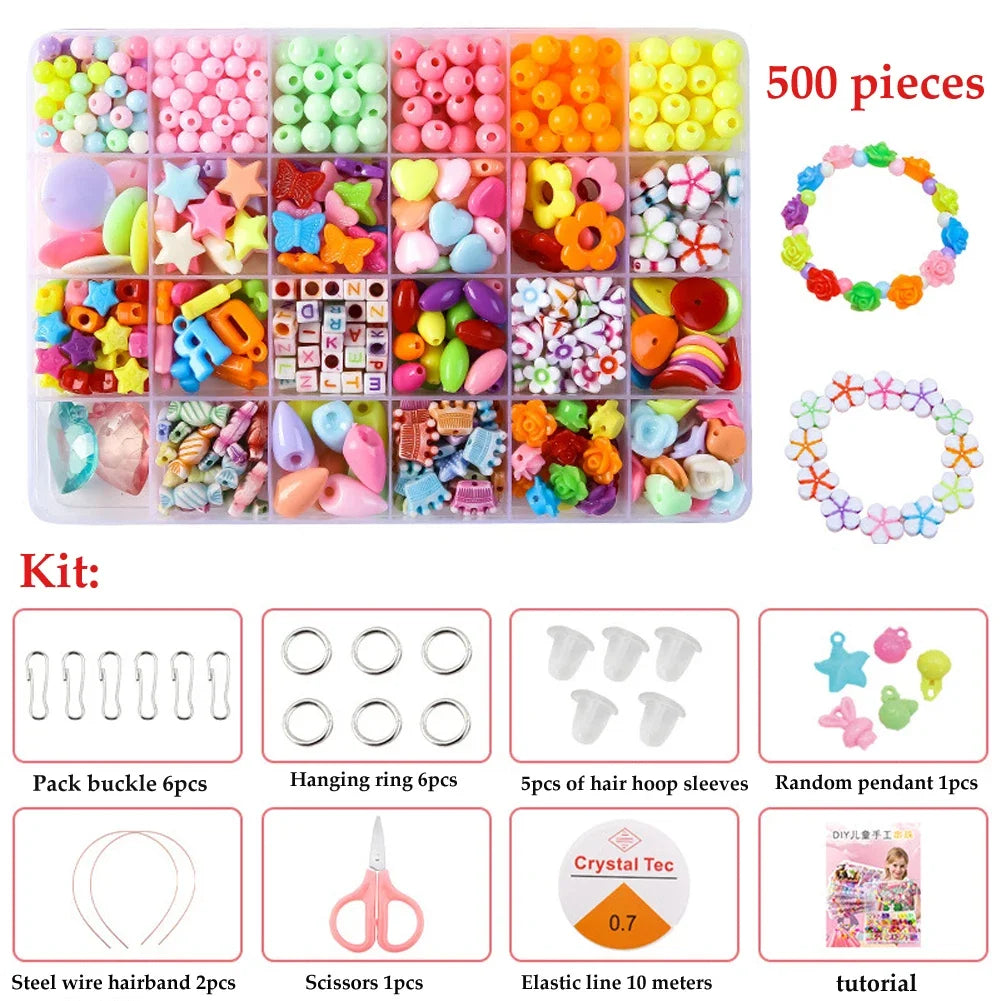 500pcs Kids Bead Kit – DIY Jewelry Making Set for Girls