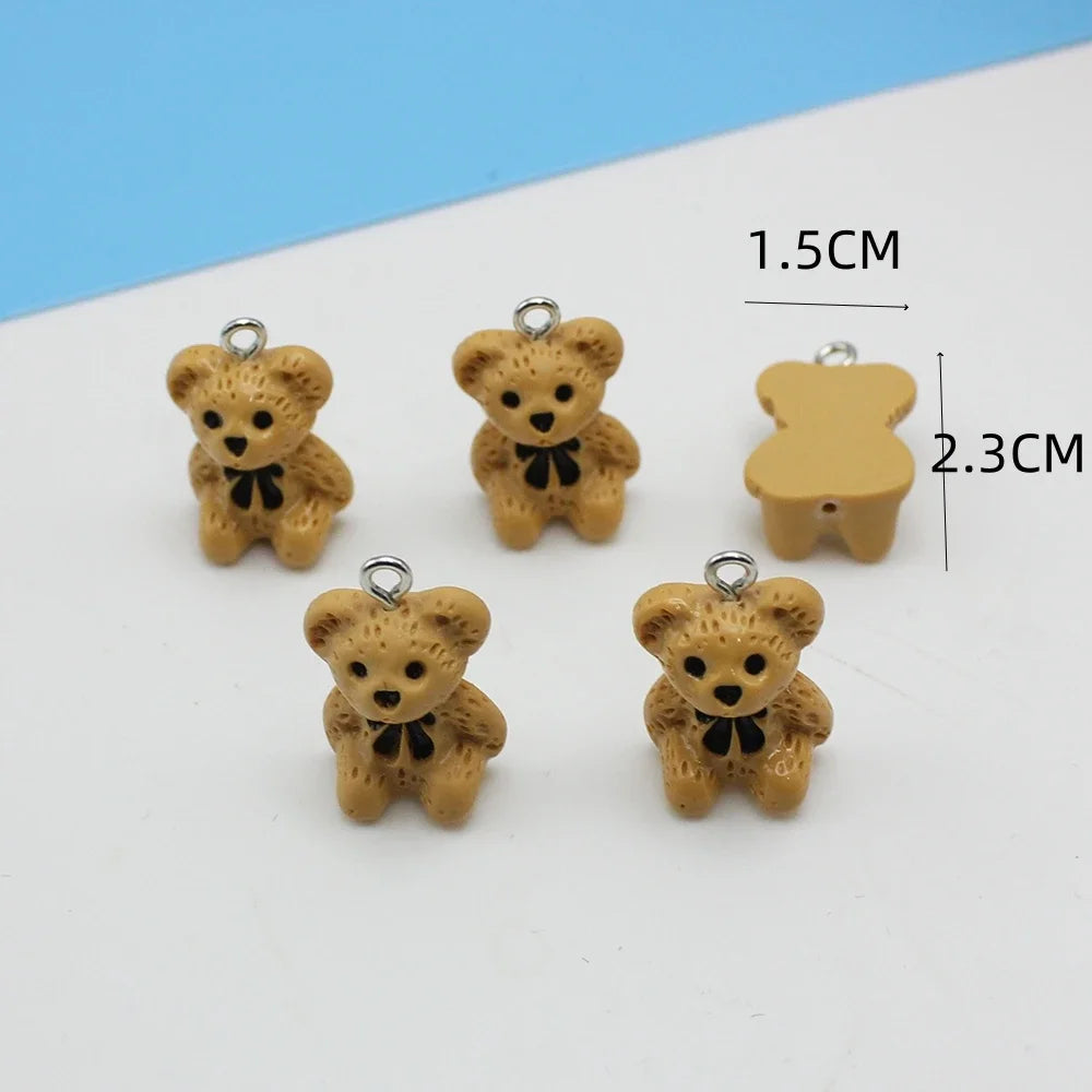 5Pcs 3D Resin Brown Bear Charms – DIY PendantJewelry Accessory Finding