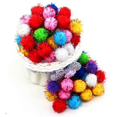 100pcs Glitter Pompoms – Colorful Craft Balls for DIY Projects