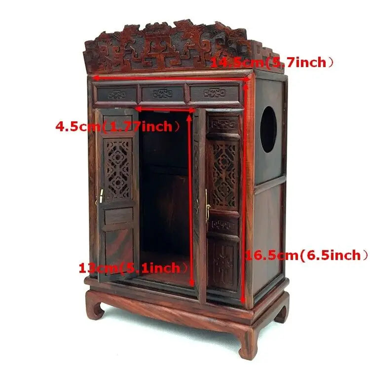 Rosewood Carved Buddha Altar – Portable Zen Butsudan Shrine