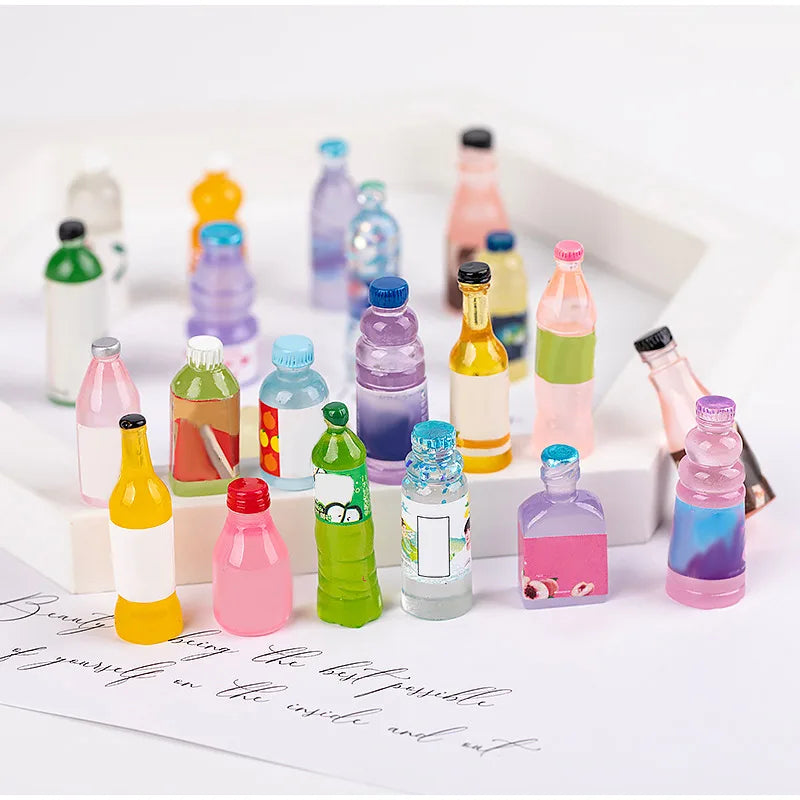 Mini Resin Beverage Bottles – Dollhouse Accessories & Party Fillers