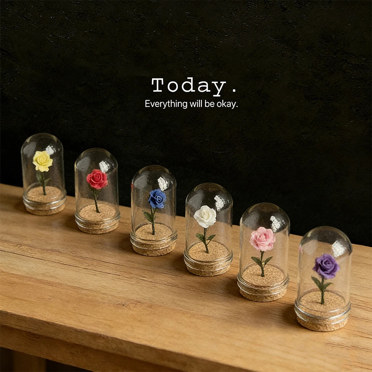 1/5pcs Mini Rose Under Glass Cloche – 1:12 Dollhouse Decoration