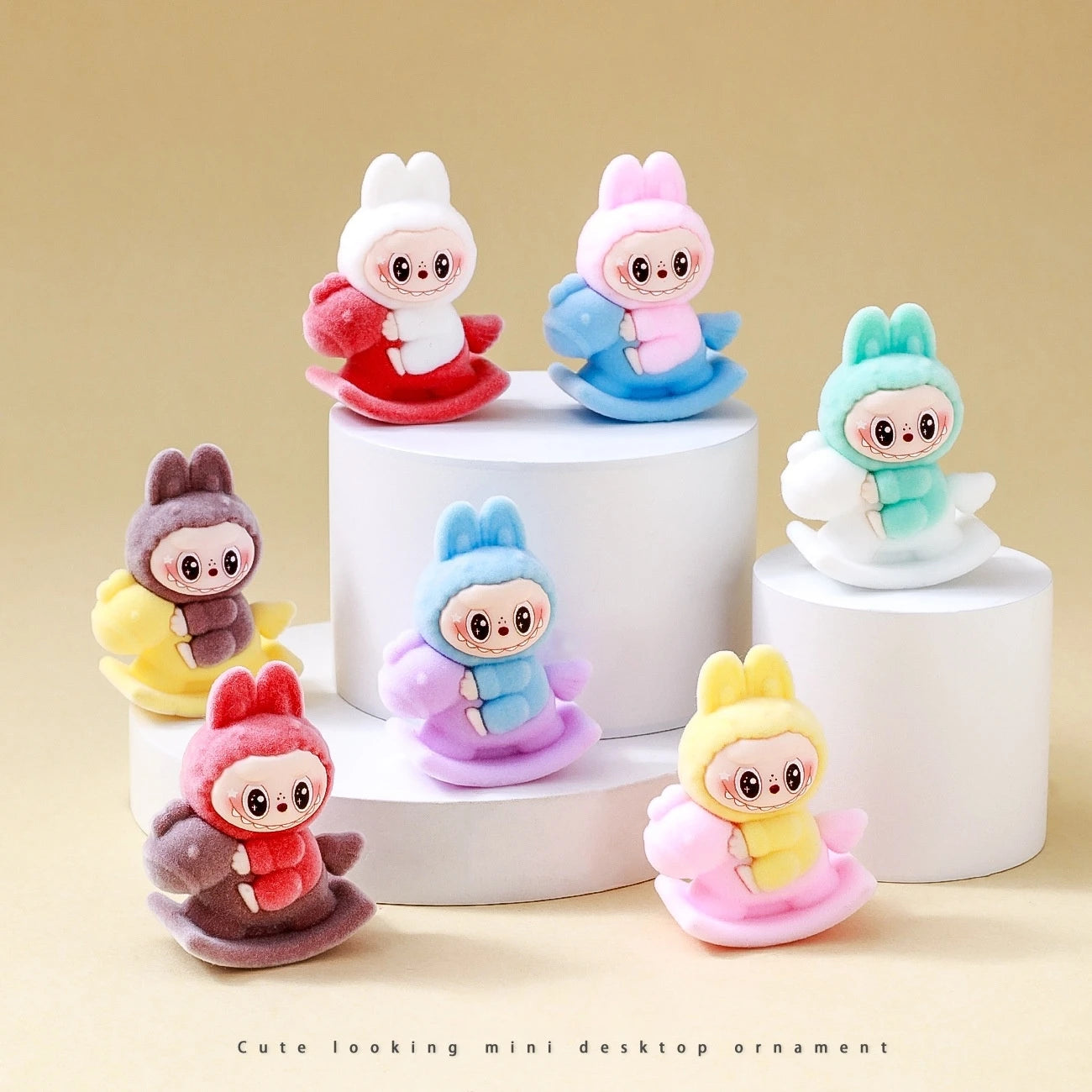 9pcs Crybaby Rabbit Figures – Flocked Anime Dolls & Desk Ornaments