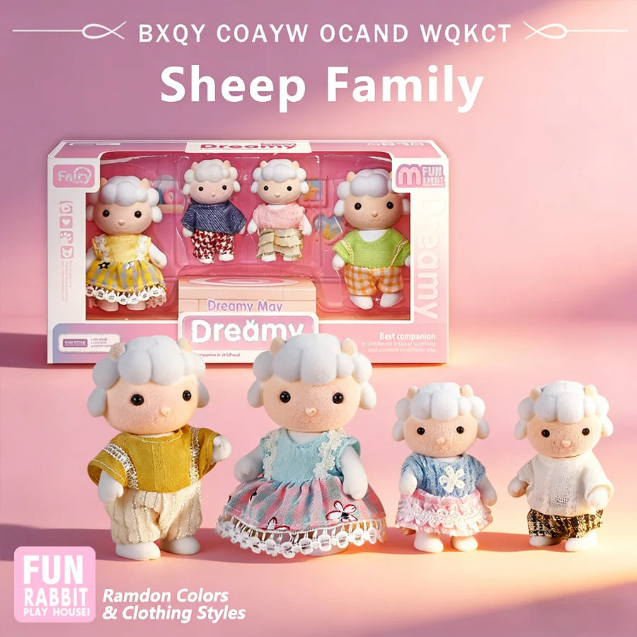 Forest Family Doll & Furniture Set – Rabbit & Dog Dollhouse Playset