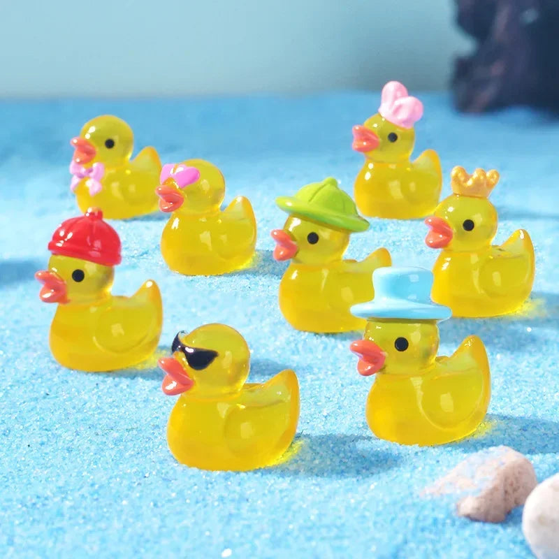 10/20/50pcs Luminous Mini Resin Duck Figurines for DIY Decor