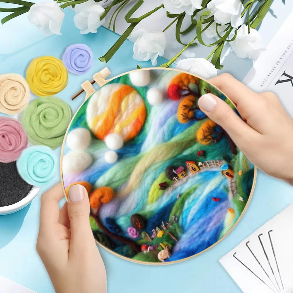 DIY Wool Felt Painting Kit – Moon Scenery