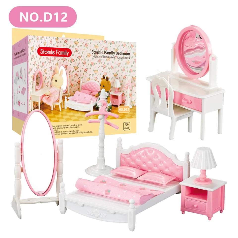 1:12 Mini Forest Kitchen & Bath Set – Dollhouse Furniture for Girls
