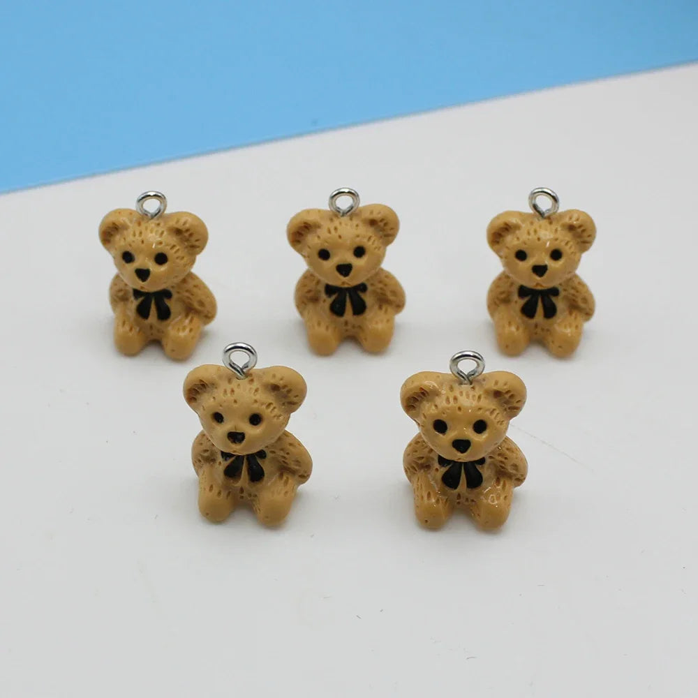 5Pcs 3D Resin Brown Bear Charms – DIY PendantJewelry Accessory Finding