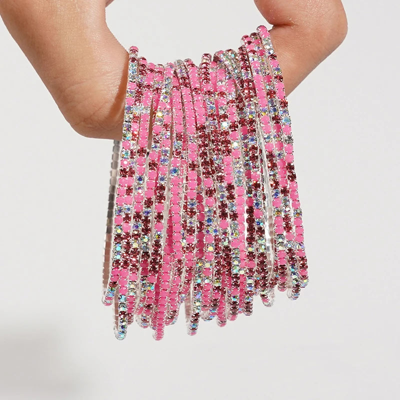 5pcs Colorful Crystal Rhinestone Elastic Bracelets