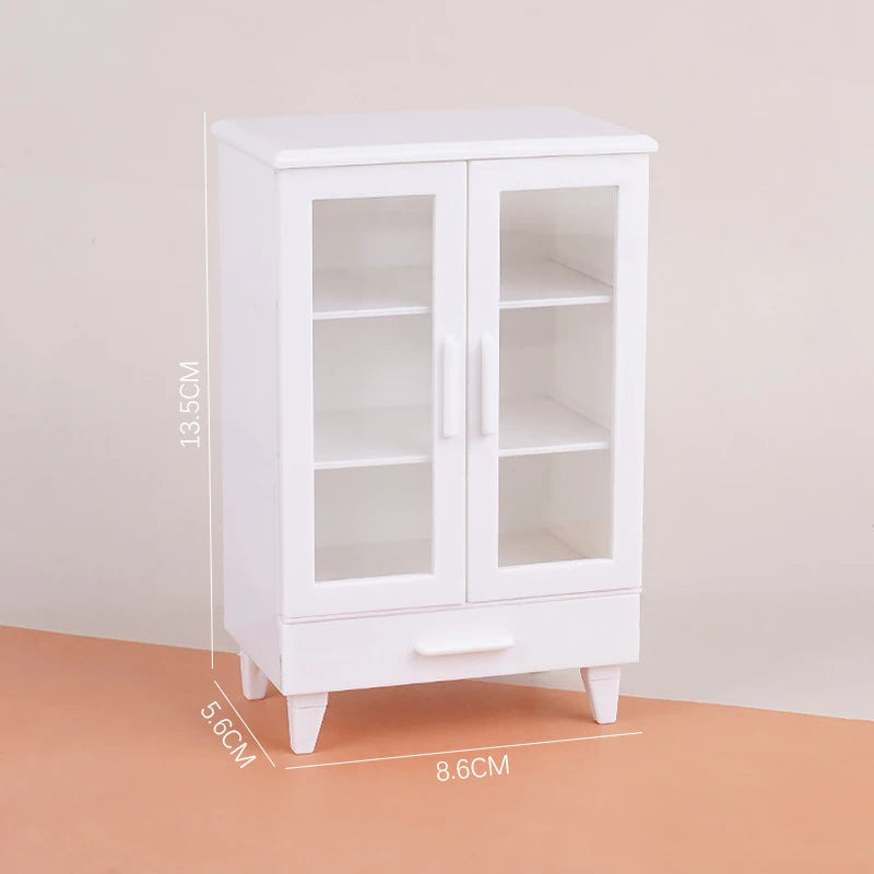 1:12 Mini White Cupboard – Dollhouse Display & Storage Cabinet
