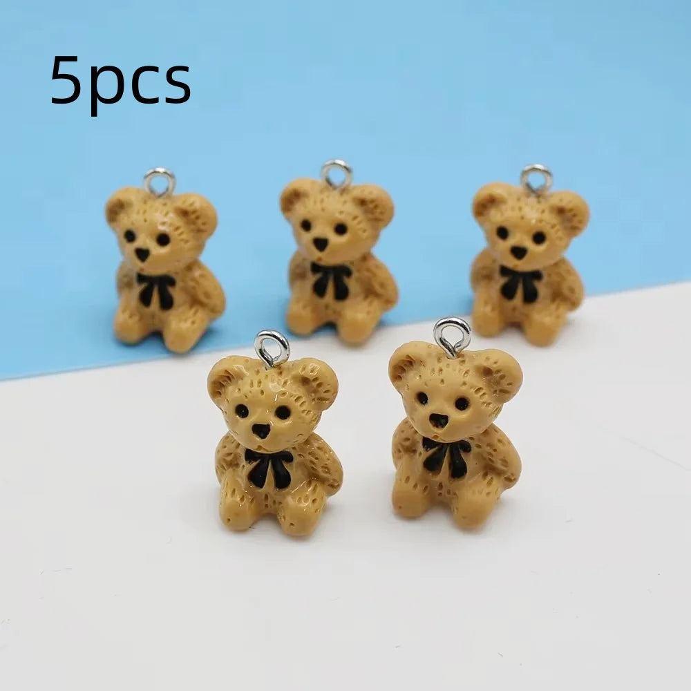5Pcs 3D Resin Brown Bear Charms – DIY PendantJewelry Accessory Finding