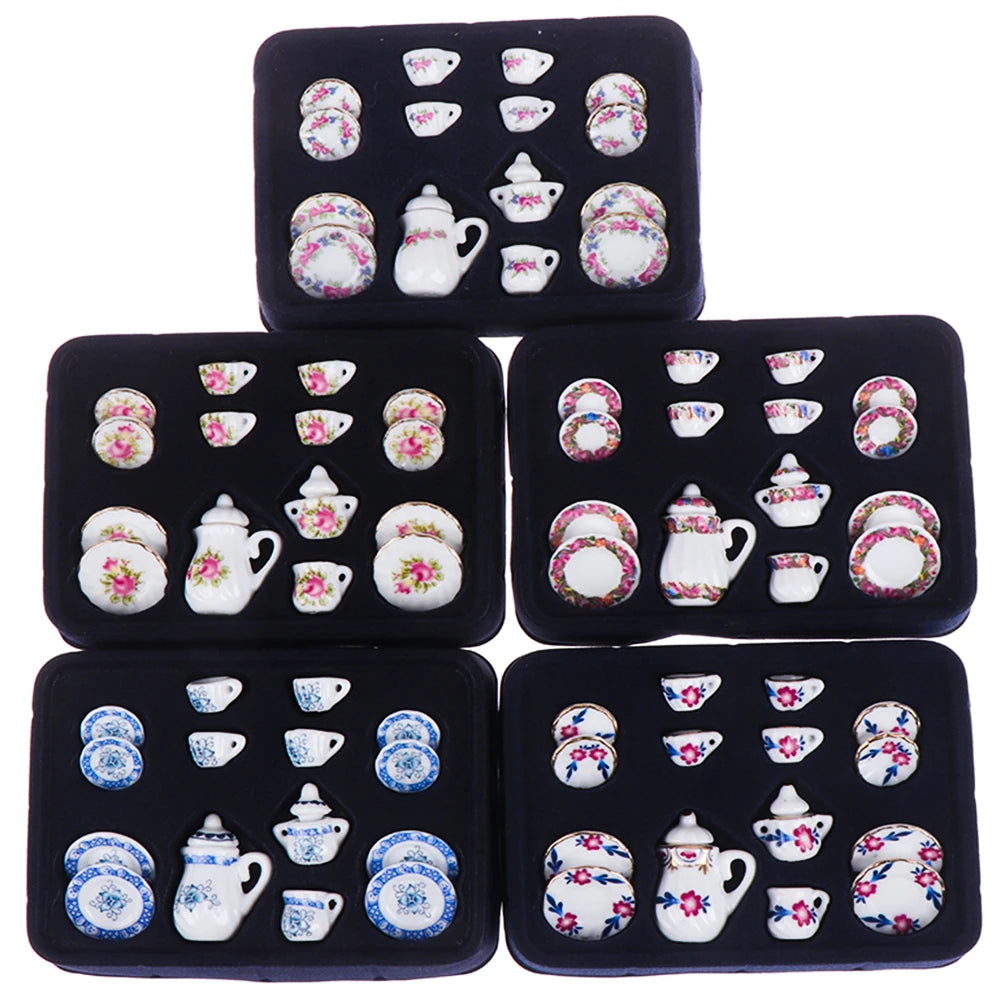 15pcs Mini Porcelain Tea Set – Dollhouse Tableware