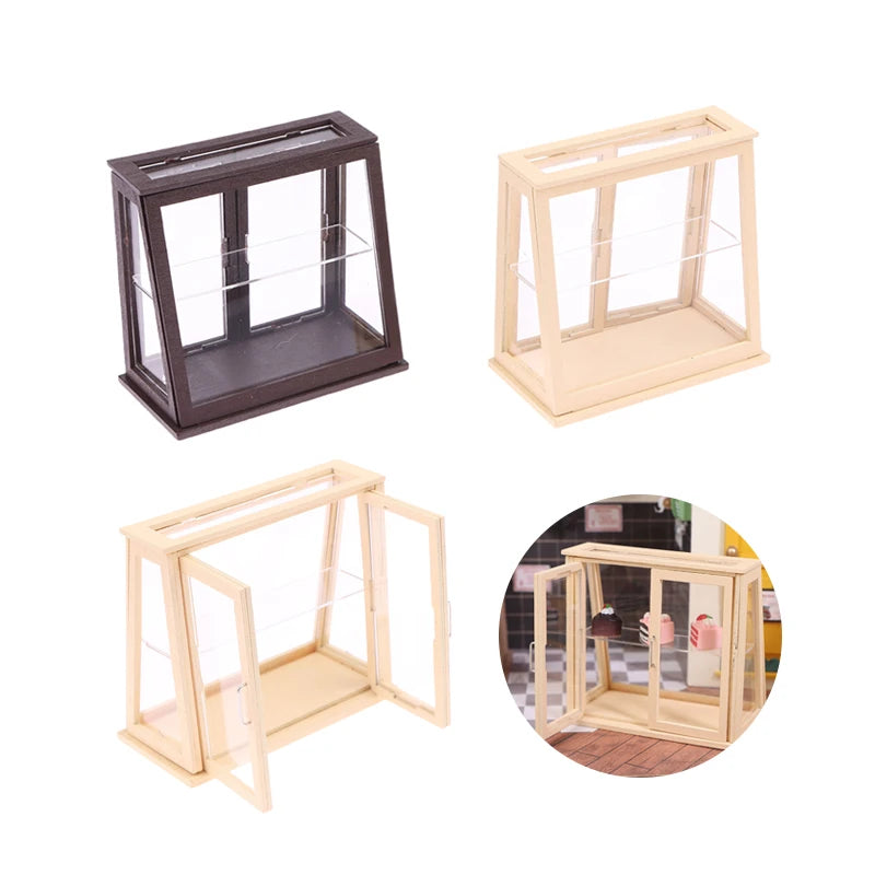 1/12 Dollhouse Mini Bakery Display Cabinet – Wooden Shop Shelf