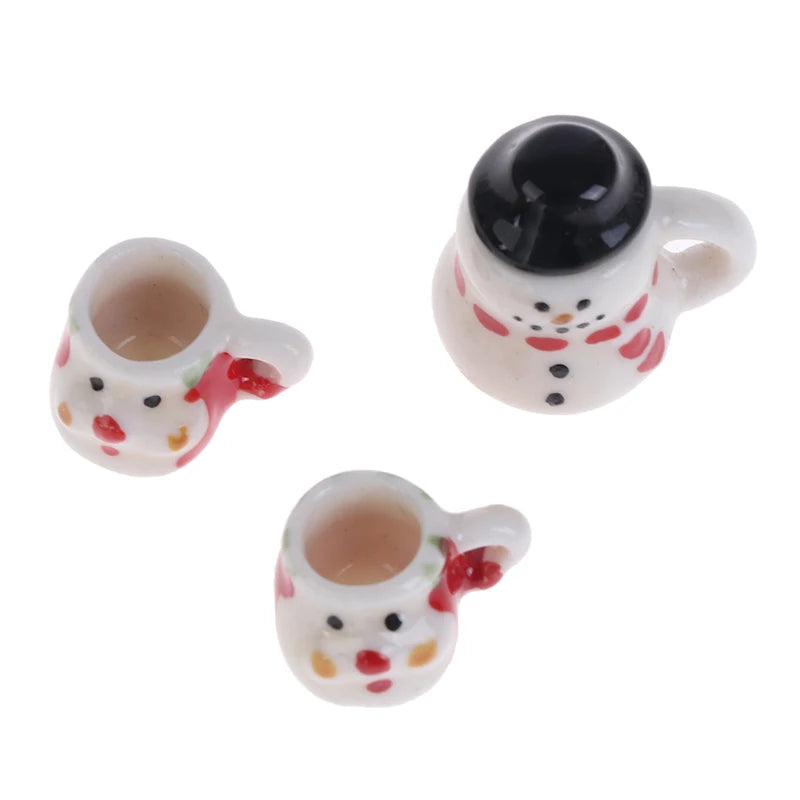 1:12 Dollhouse Mini Christmas Ceramic Tea & Coffee Cup Set