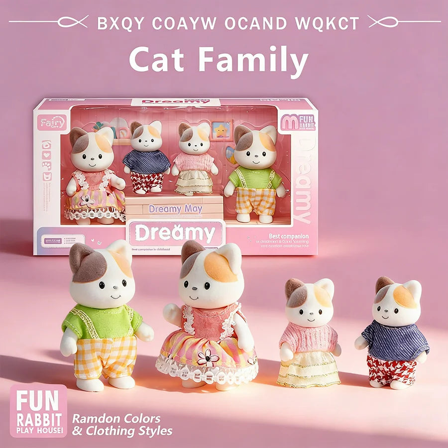 Forest Family Doll & Furniture Set – Rabbit & Dog Dollhouse Playset