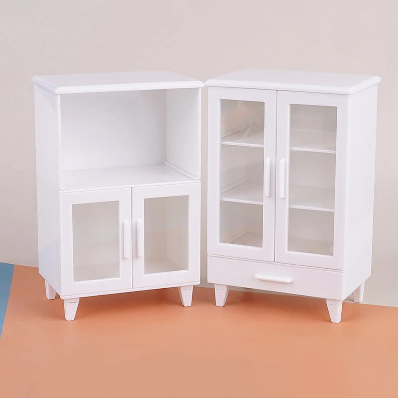 1:12 Mini White Cupboard – Dollhouse Display & Storage Cabinet