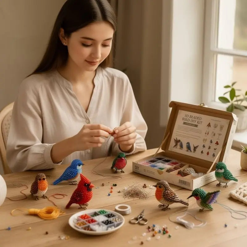 3D Beaded Bird DIY Craft Kit – Handmade Animal Beading Set