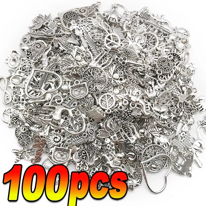 Tibetan Silver Animal Charms – 100–300pcs Mixed Pendants for DIY Jewelry