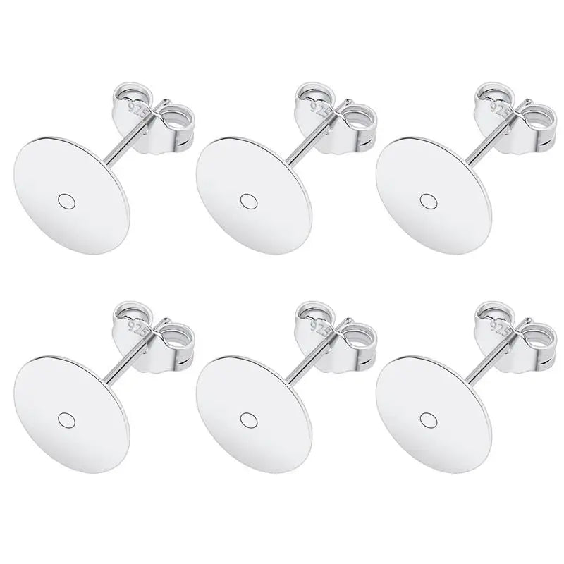 50pcs 925 Silver Plated Earring Stud Bases