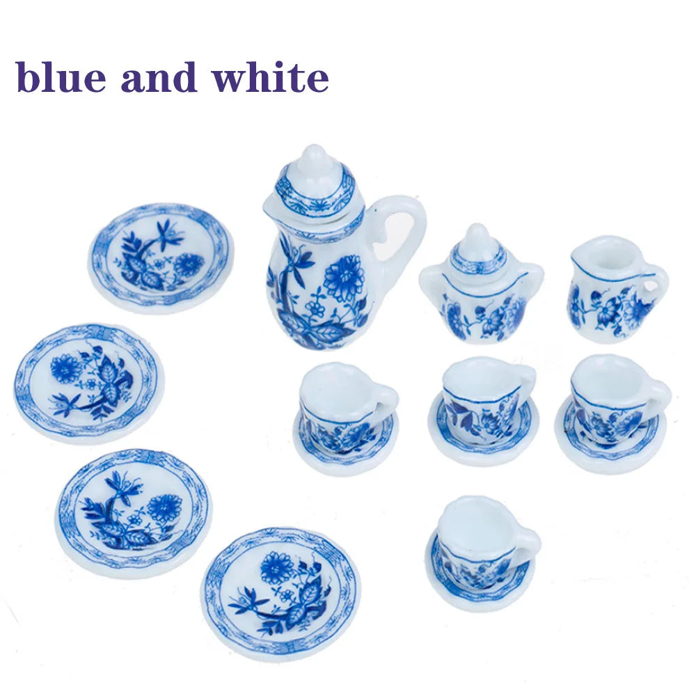 15pcs Mini Porcelain Tea Set – Dollhouse Tableware