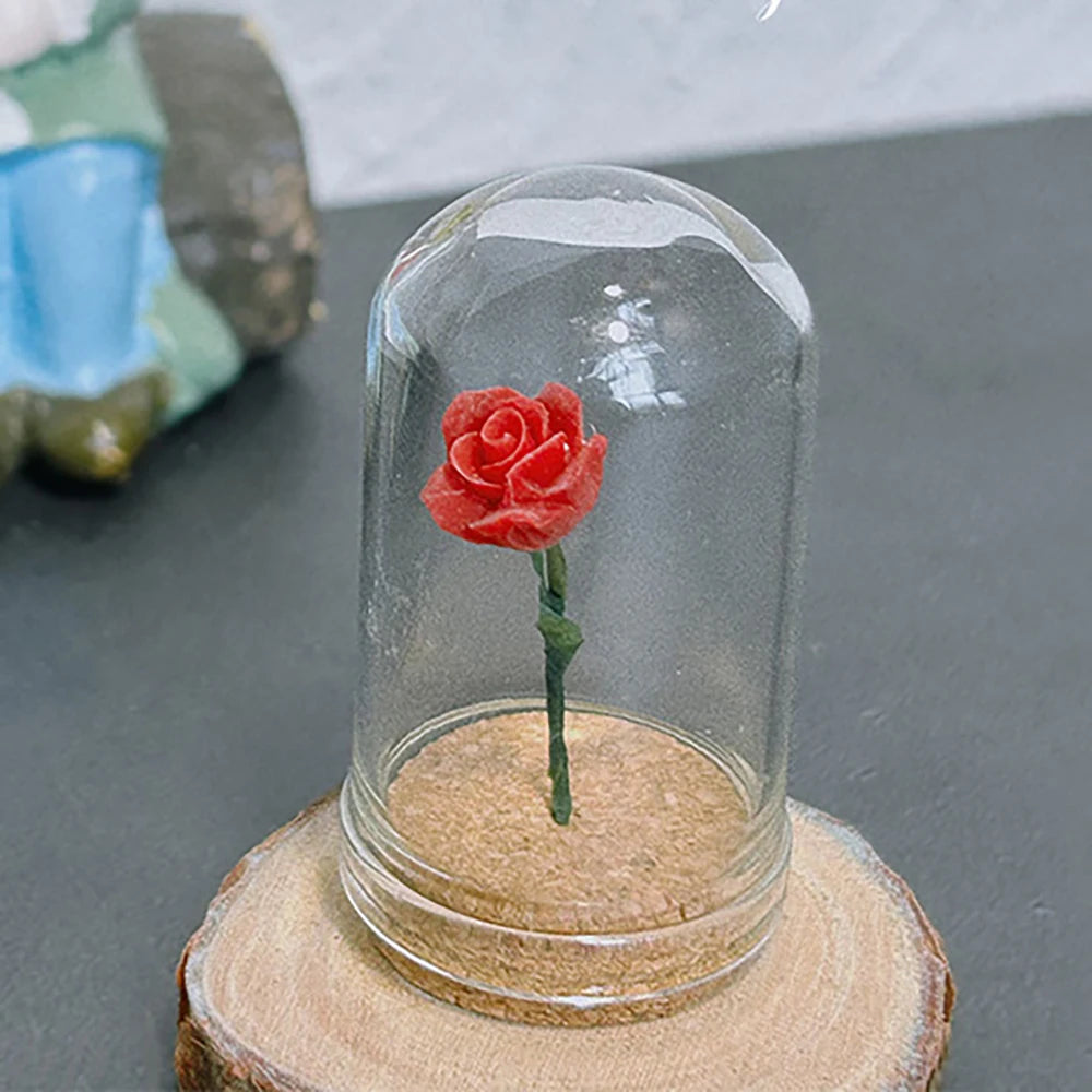 1/5pcs Mini Rose Under Glass Cloche – 1:12 Dollhouse Decoration