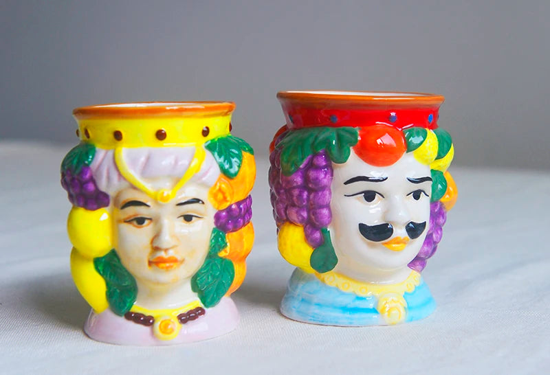 Ceramic King & Queen Couple Ornament – Hand-Painted Holder Decor