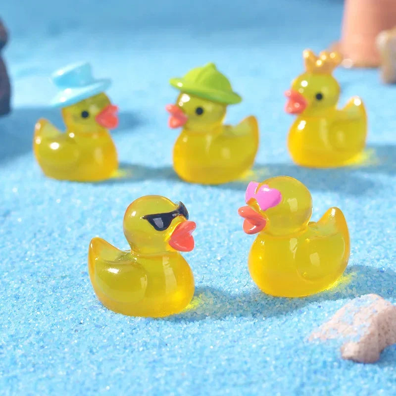 10/20/50pcs Luminous Mini Resin Duck Figurines for DIY Decor