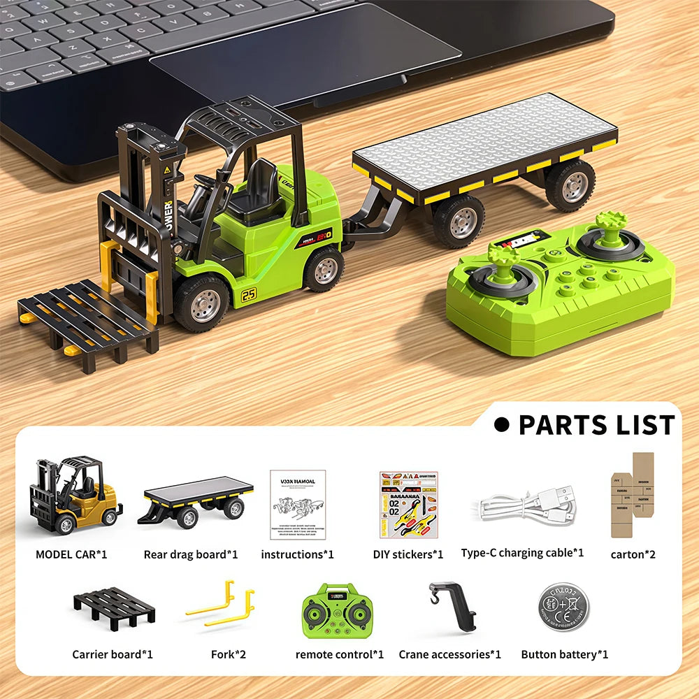 1:64 Bluetooth RC Crane & Forklift 2-in-1 Mini Alloy Toy Vehicle