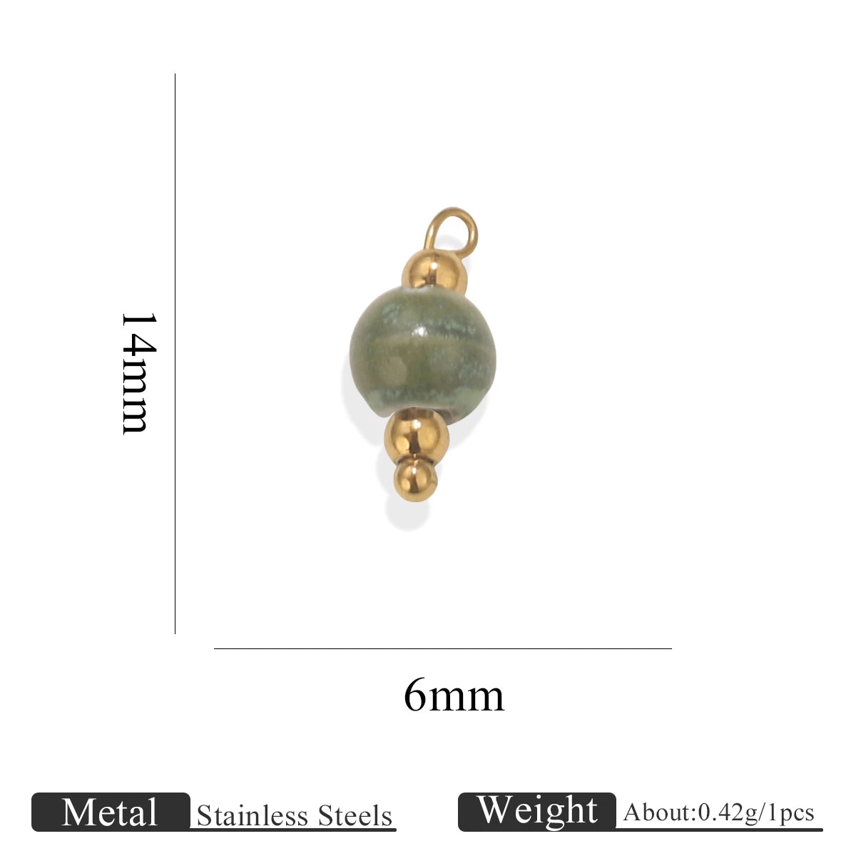 5pcs Asymmetric Ceramic & Steel Pendant Charms