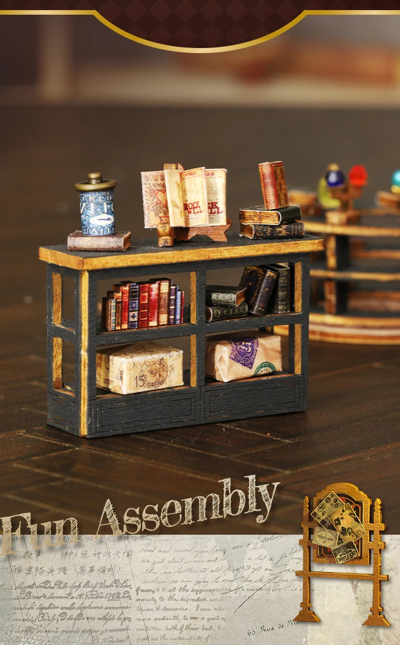 Twilight Bookstore DIY Wooden Dollhouse Kit