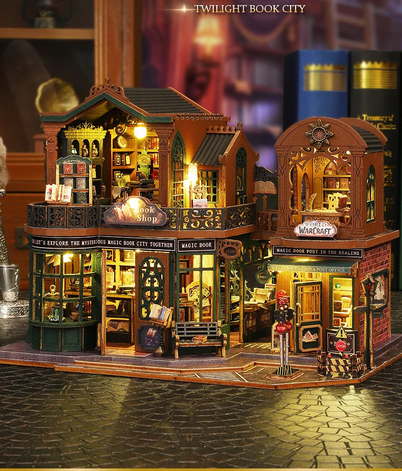Twilight Bookstore DIY Wooden Dollhouse Kit
