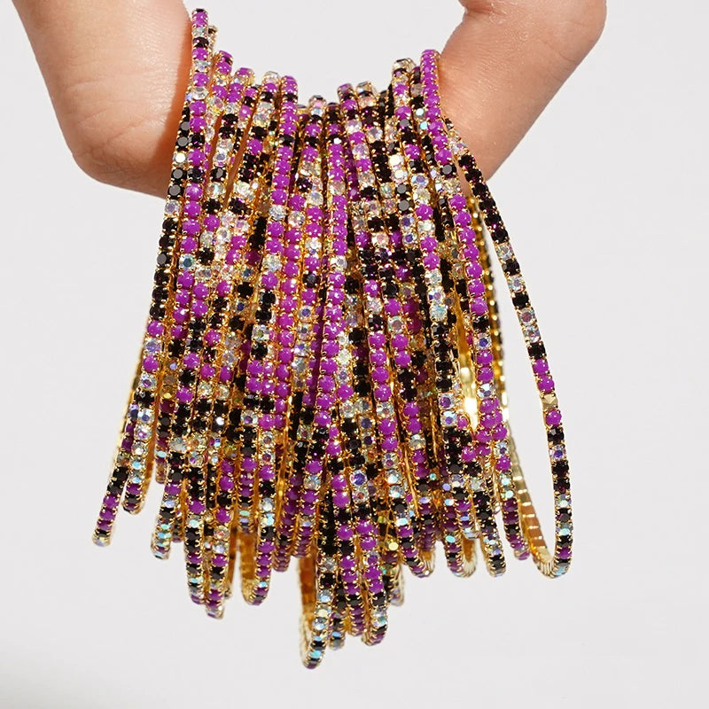 5pcs Colorful Crystal Rhinestone Elastic Bracelets