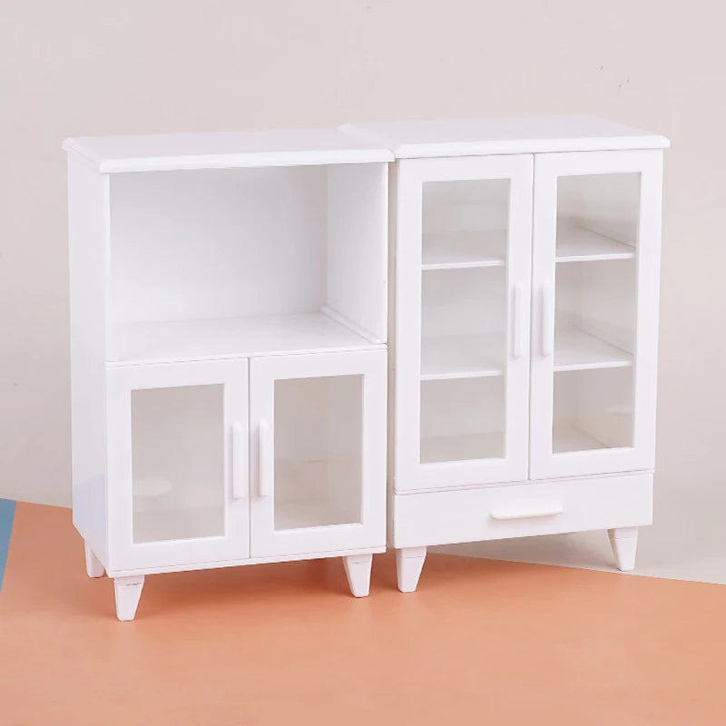 1:12 Mini White Cupboard – Dollhouse Display & Storage Cabinet