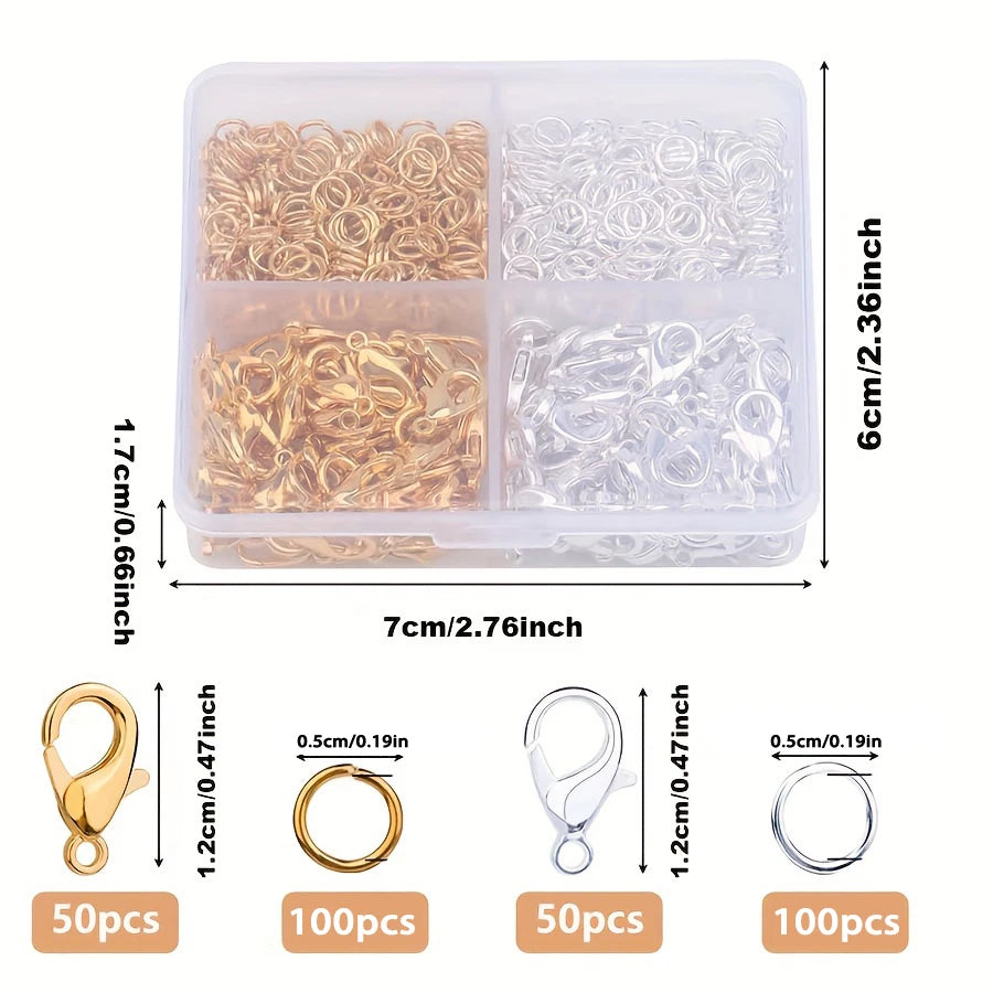 Lobster Clasps & Jump Rings Set – Gold & Silver Jewelry Findings